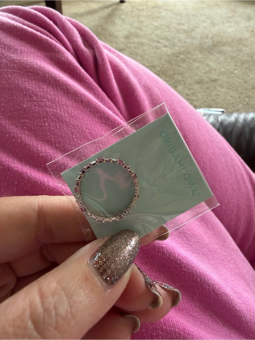 Origami Owl Rose Gold Pink Crystal Eternity Band
